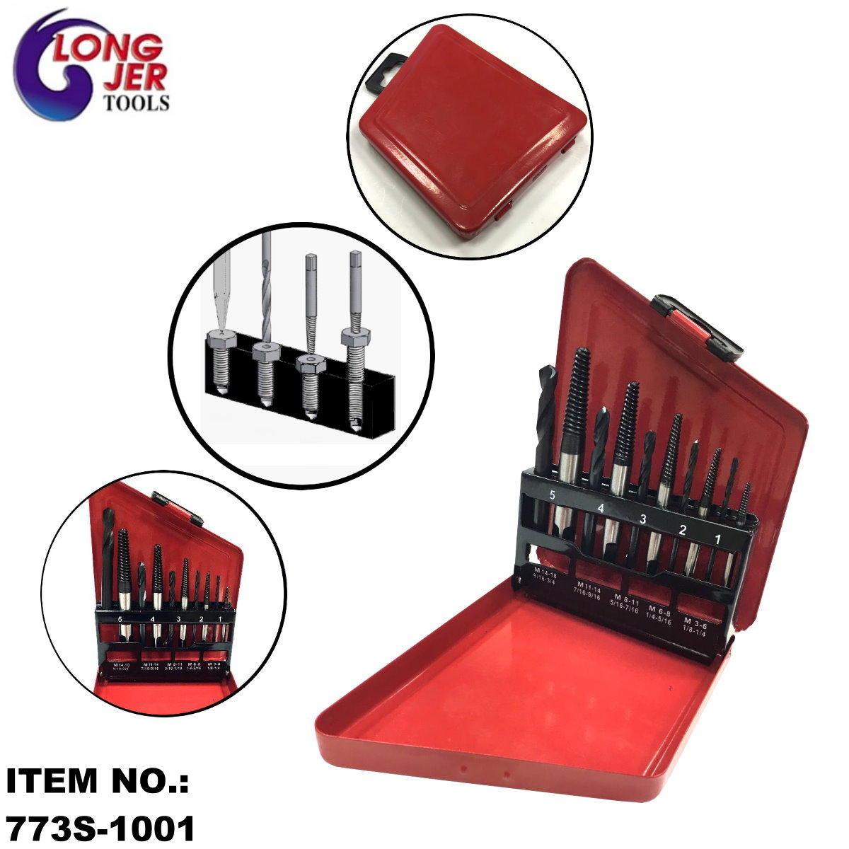 10PC SCREW EXTRACTOR AND DRILL BIT SET FOR REPAIR TOOLS